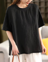 Simple Chic Loose Fit Linen T-Shirt