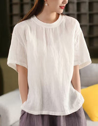 Simple Chic Loose Fit Linen T-Shirt