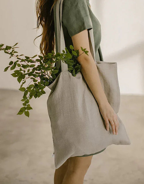Simple Minimalist Organic Linen Tote Bag - Islinen