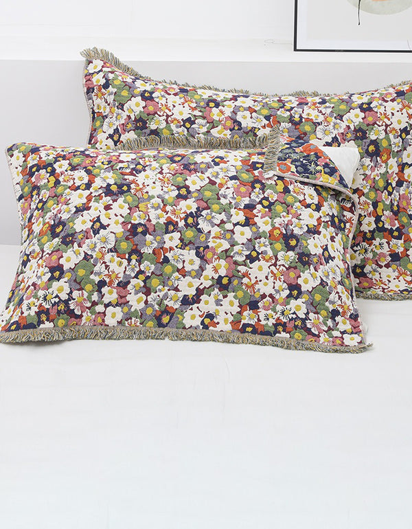 Skin-friendly Pure Cotton Tassel Floral Pillow Cover(2PCS)
