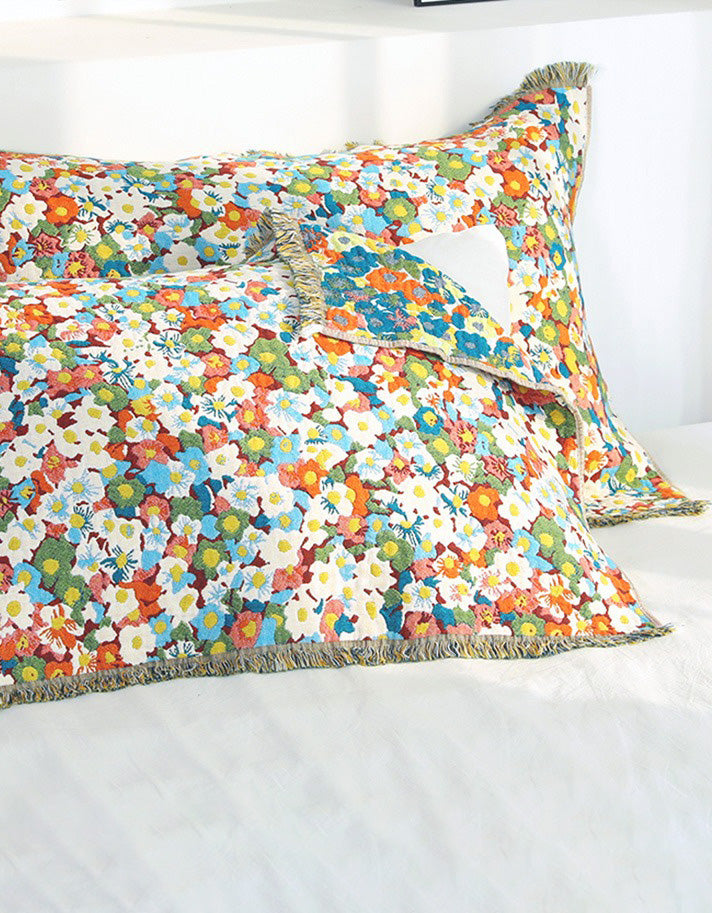 Skin-friendly Pure Cotton Tassel Floral Pillow Cover(2PCS)