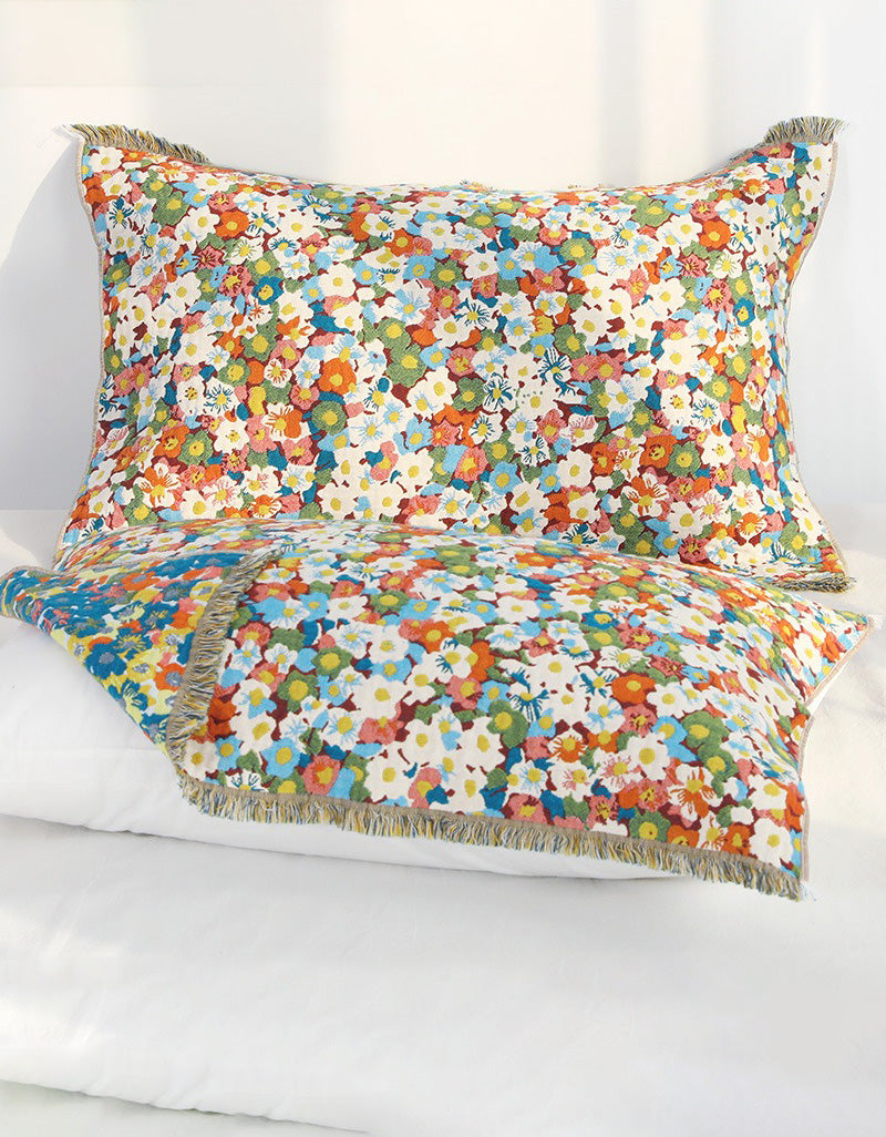 Skin-friendly Pure Cotton Tassel Floral Pillow Cover(2PCS)