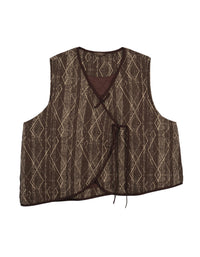 Slant-Breasted Loose Vintage Floral Cotton Vest