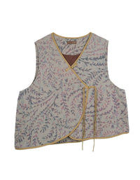 Slant-Breasted Loose Vintage Floral Cotton Vest