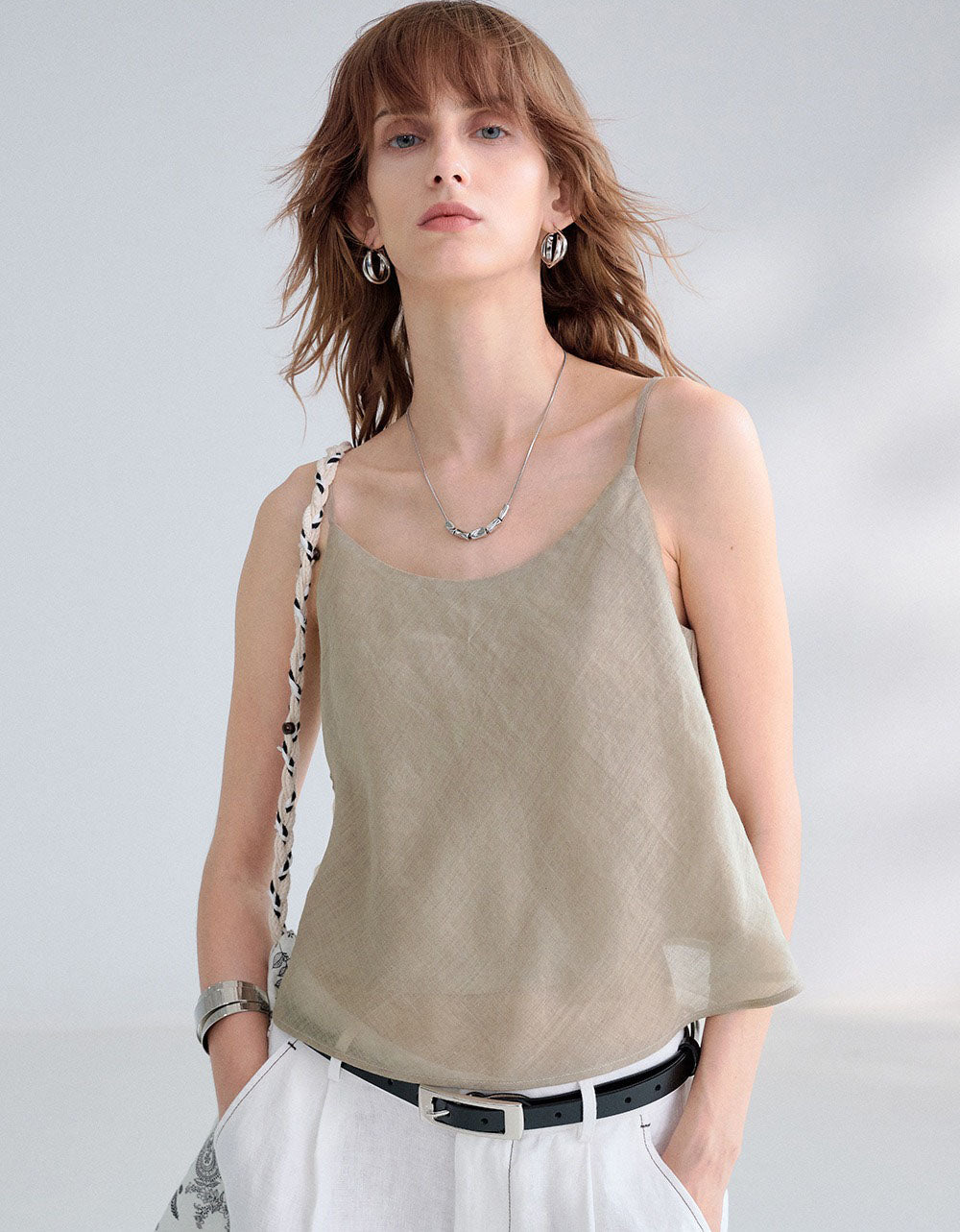 Minimalist women’s linen cami for beach and daily wear