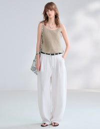 Loose fit spaghetti strap linen top for casual wear