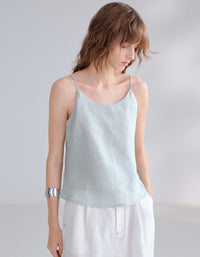 Soft Breathable Linen Spaghetti Strap Top for Women