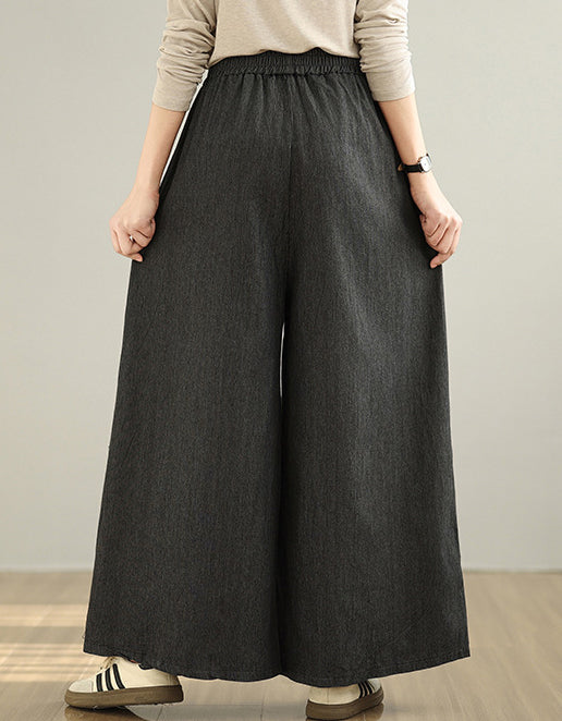 Soft Comfortable Floral Wide leg Denim Pants