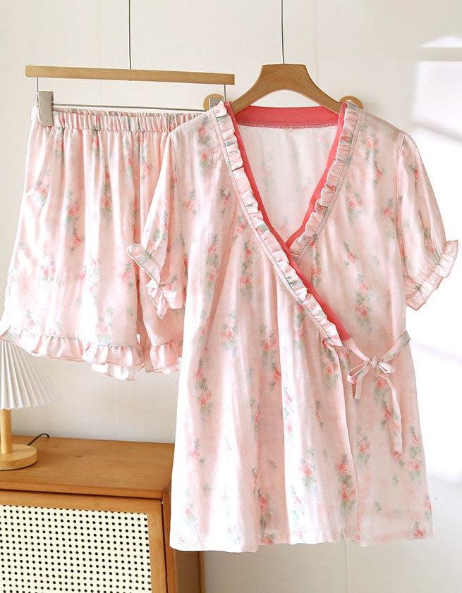 Women’s Summer Pajama Set – Soft Floral Print Loungewear Set
