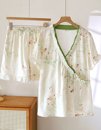 Cotton Floral Pajamas Women – Breathable Short Sleeve Sleepwear Set