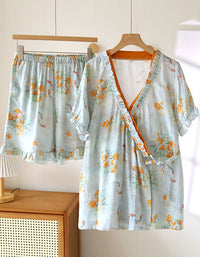 Women’s Floral Pajama Set – Soft Cotton Summer Sleepwear Lounge Set