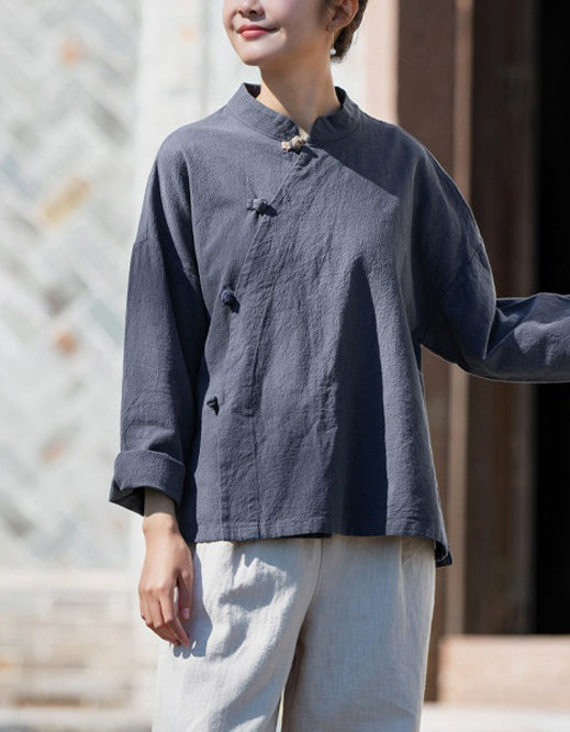 Chinese Style Handmade Linen Hanfu Shirt