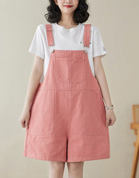 Soft Relaxed Fit Denim Overall Shorts Romper