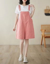 Soft Relaxed Fit Denim Overall Shorts Romper