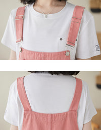 Soft Relaxed Fit Denim Overall Shorts Romper