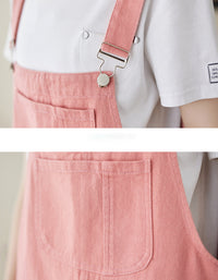 Soft Relaxed Fit Denim Overall Shorts Romper