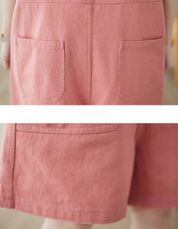 Soft Relaxed Fit Denim Overall Shorts Romper