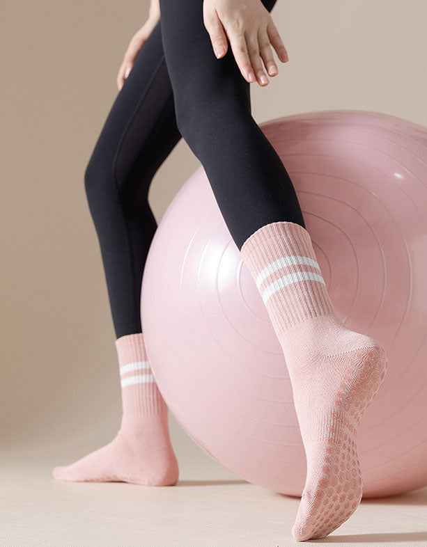 non slip yoga grip socks women pink breathable fitness socks
