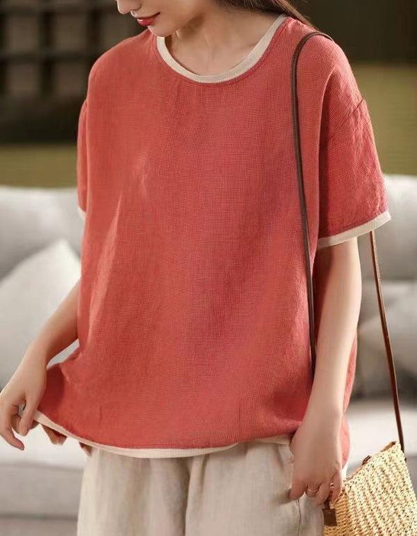Soft Loose Fit Short Sleeve Linen Shirt