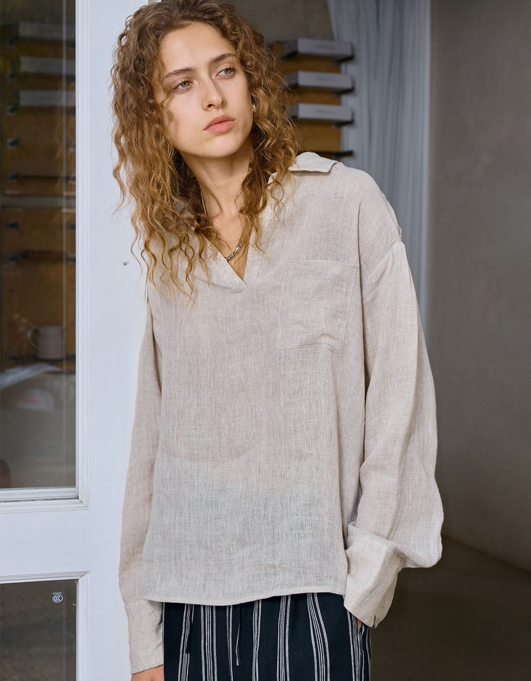 Relaxed Fit Linen Blouse Women Casual Style