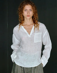 Women’s Linen V Neck Long Sleeve Blouse Casual