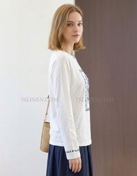 Casual White Long Sleeve T-Shirt Floral Graphic Top