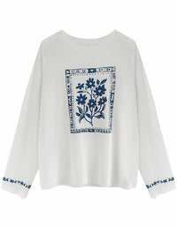 Women’s White Graphic T-Shirt Floral Casual Style