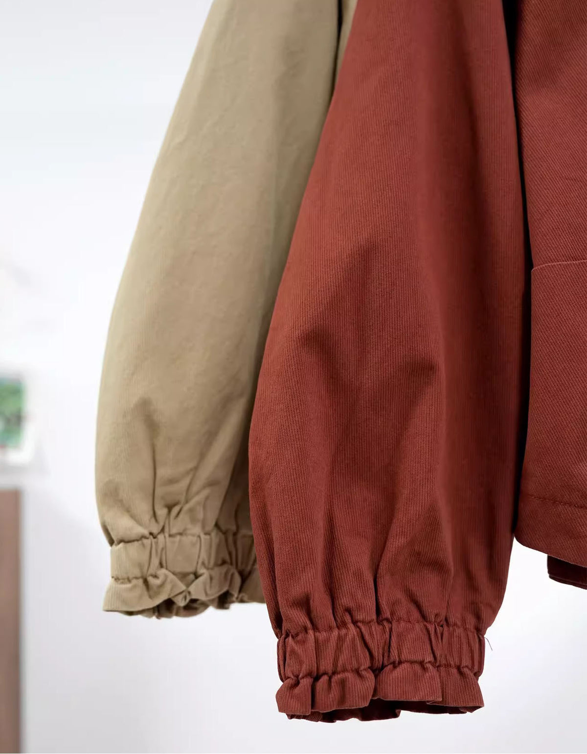 Spring Casual Loose Round Neck Cotton Jacket for Women Close-Up