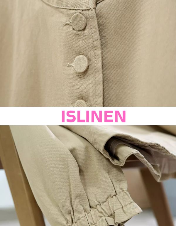 Spring Casual Loose Round Neck Cotton Jacket for Women Details