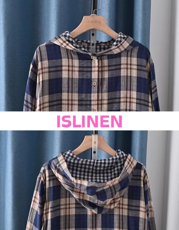 Women’s Casual Button-Up Hooded Flannel Top