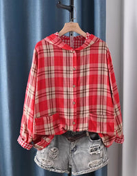 Red Women’s Long Sleeve Red Flannel Hoodie Shirt