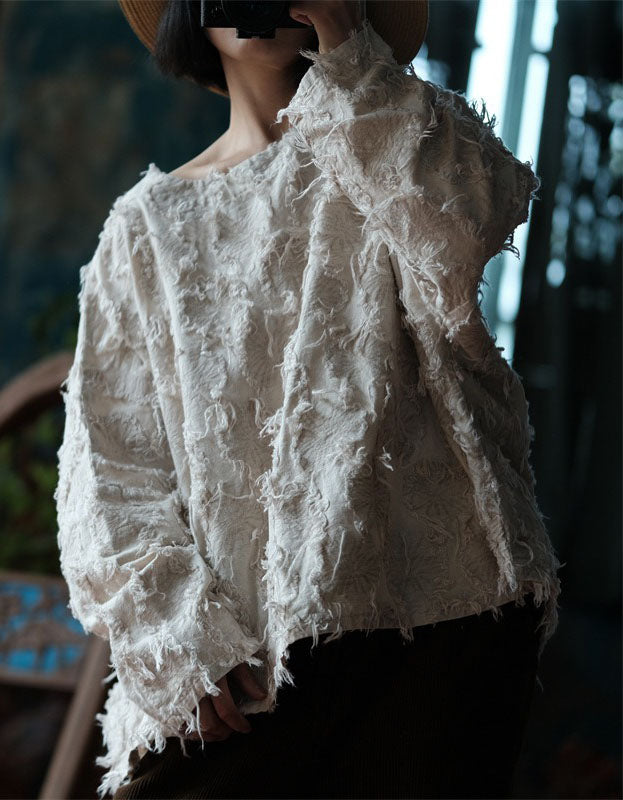 Casual Bohemian Textured Linen Blouse Women