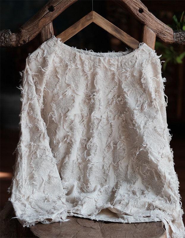 Vintage loose linen shirt women minimalist style