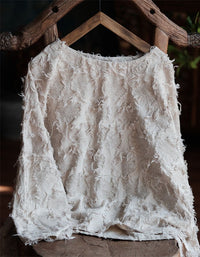 Vintage loose linen shirt women minimalist style