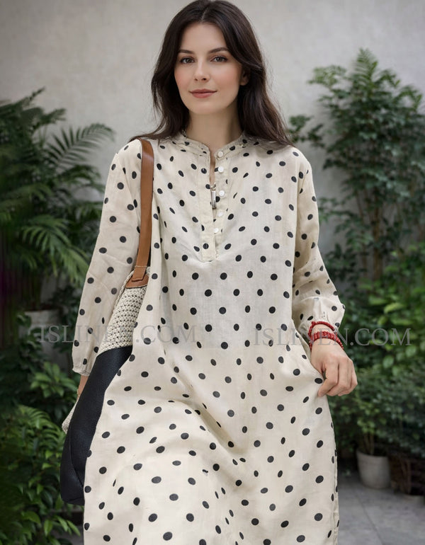 Chic Polka Dot Button Front Dress - Casual and Stylish