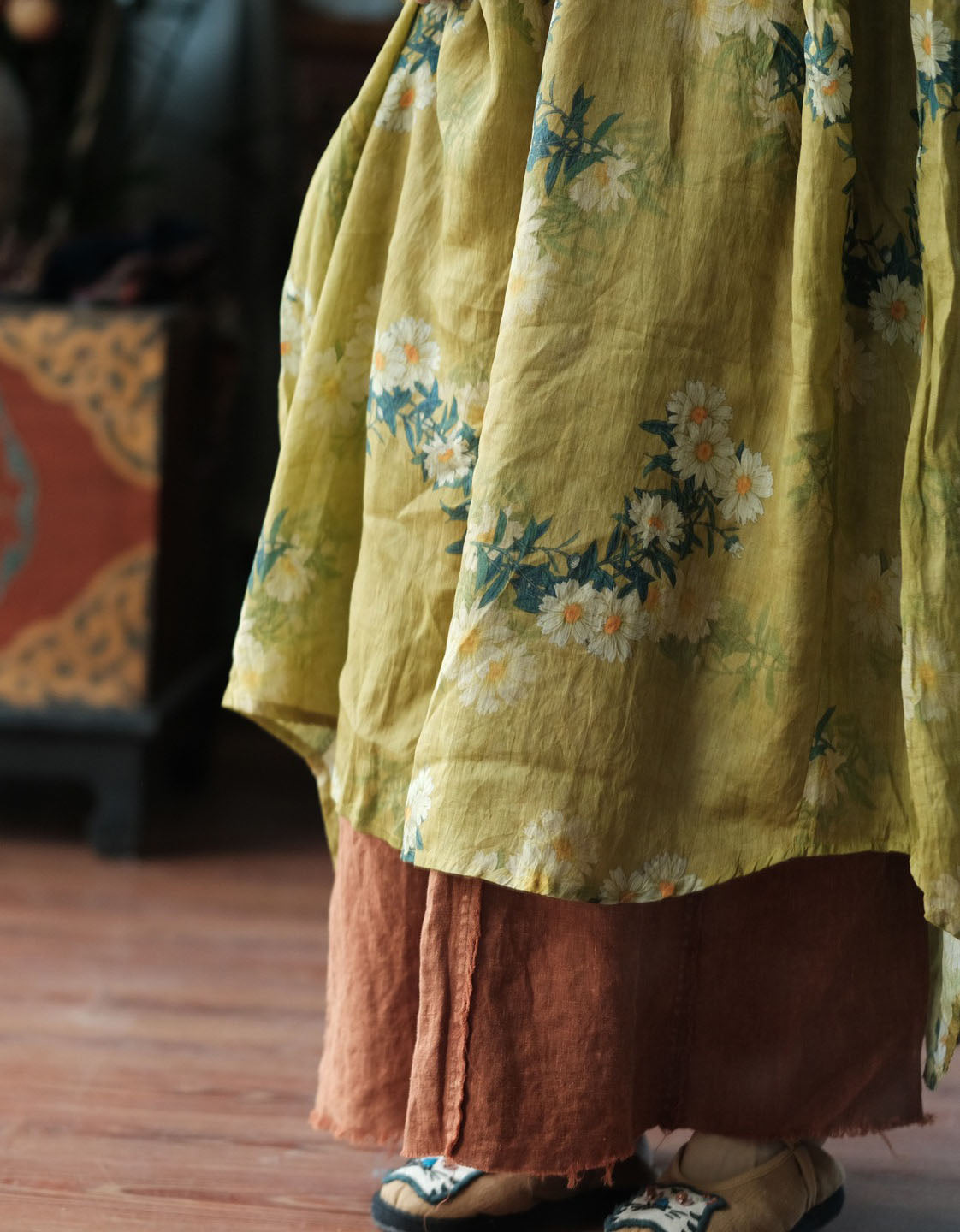 Summer Floral Linen Loose Fit Dress Casual Boho
