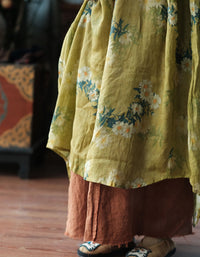 Summer Floral Linen Loose Fit Dress Casual Boho
