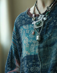 Women Vintage Patchwork Linen Summer Blouse