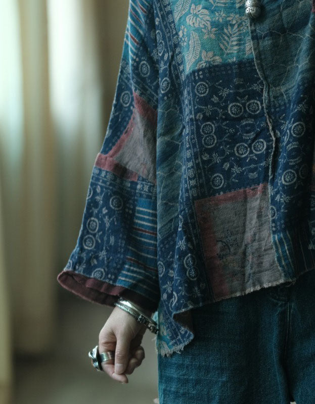 Loose Bohemian Patchwork Linen Top Women