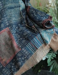 Artistic patchwork linen blouse women wide sleeve