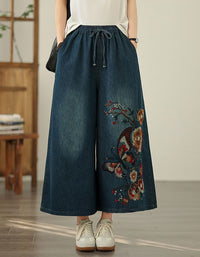 Women’s Embroidered Denim Wide Leg Pants