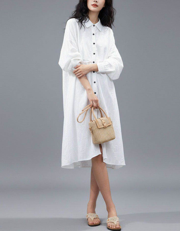 Minimalist linen shirt dress women relaxed fit outfit