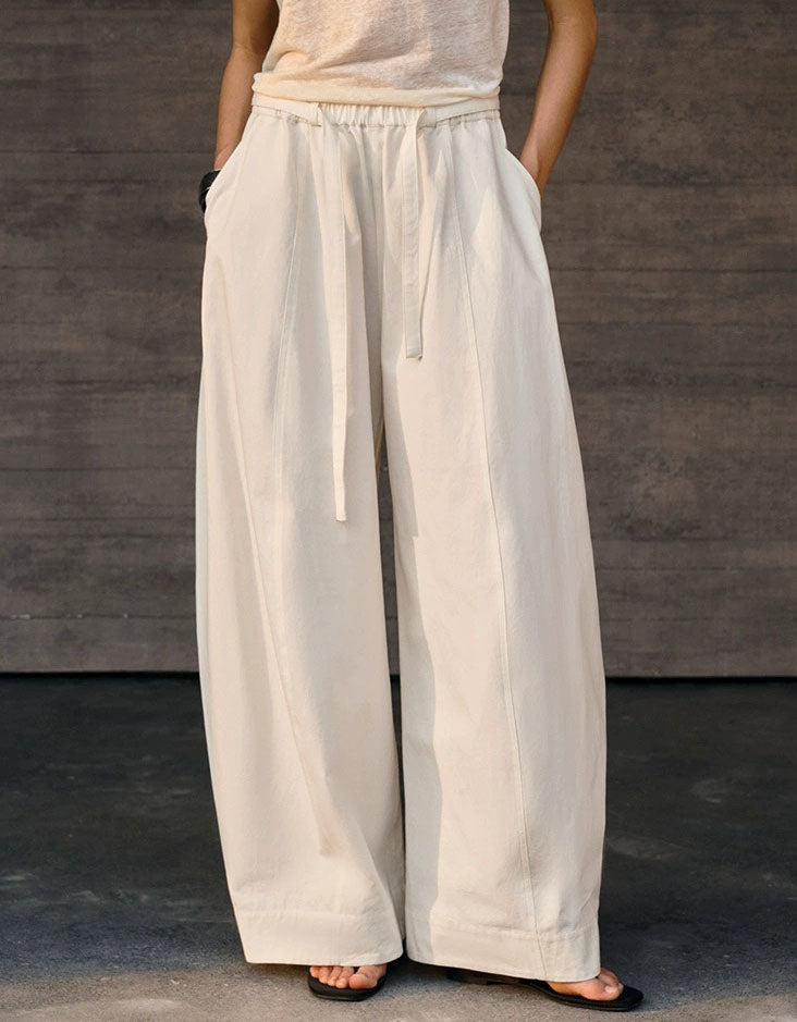 High Waist Wide Leg Pants – Beige Relaxed Trousers