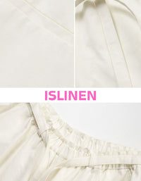 Close-up of women’s high waist beige wide leg pants with relaxed fit.