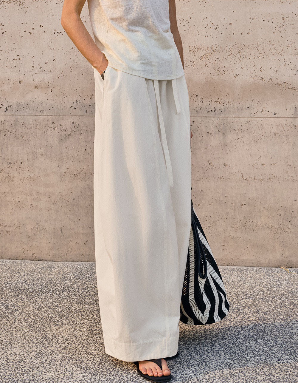 Casual Wide Leg Trousers – High Waist Beige Pant