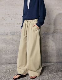 High Rise Wide Leg Pants – Loose Beige Trousers