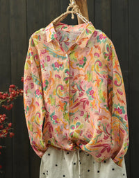 Artistic Floral Button Shirt – Women’s Relaxed Fit Spring Summer Top