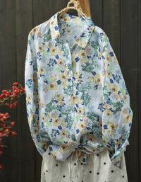 Women’s Retro Floral Print Blouse – Breathable Loose Fit Everyday Shirt