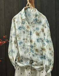 Boho Floral Long Sleeve Shirt – Women’s Lightweight Casual Summer Blouse