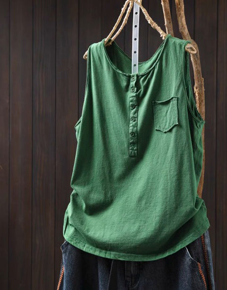 Summer Camisole Front Buckle Cotton Tops for Women